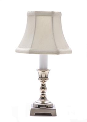 Eurocraft Pewter Square Candlestick Lamp-White 